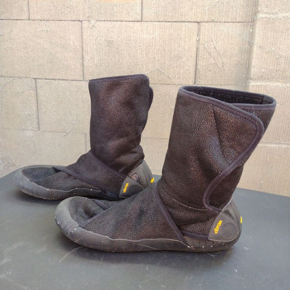 Vibram Furoshiki Shearling Mid Wrap Boots Black Womens Size 40-41 8.5-9.5 Medium